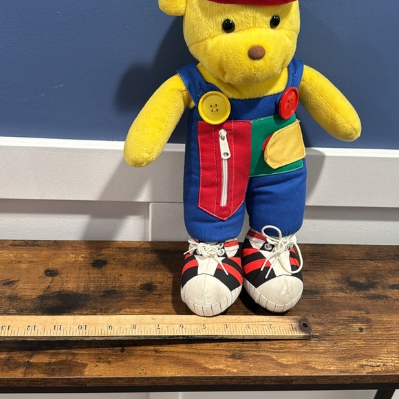 Vintage Gund Teach Me Blossom Yellow Teddy Bear Zip Button Tie Plush Toy - Picture 7 of 14